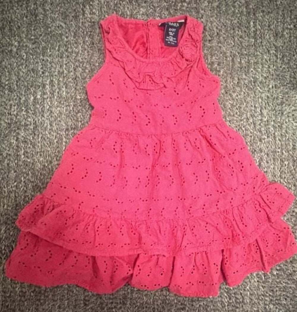 Chaps Girls Pink Eyelet Ruffle Sleeveless Dress